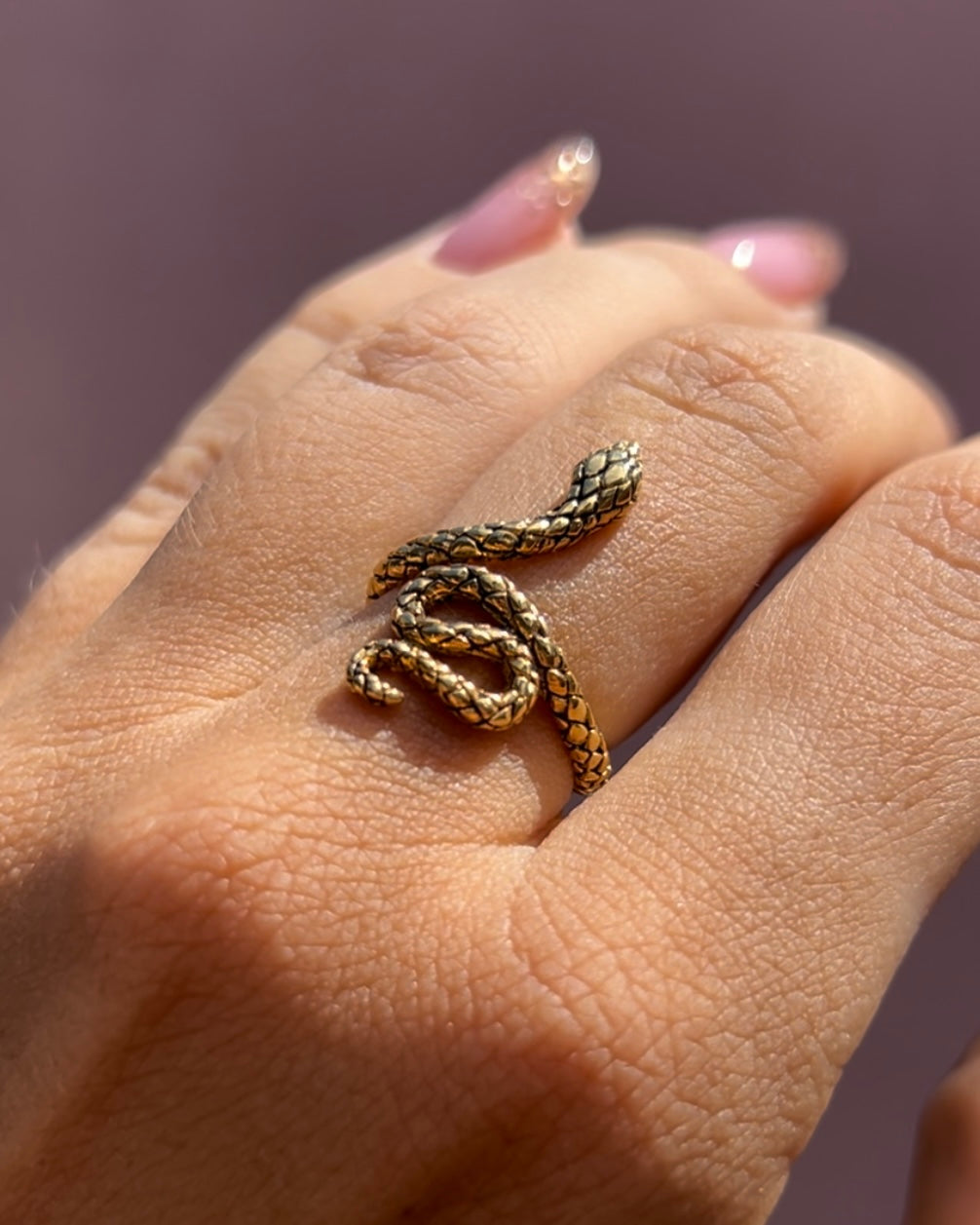 Ring kundalini snake gold plated