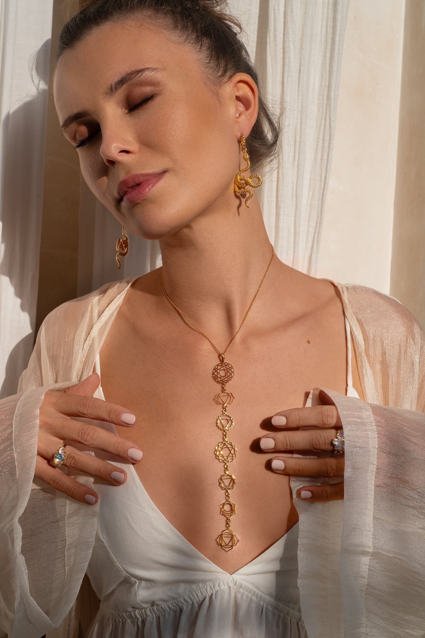 Earrings Kundalini Snakes gold plated
