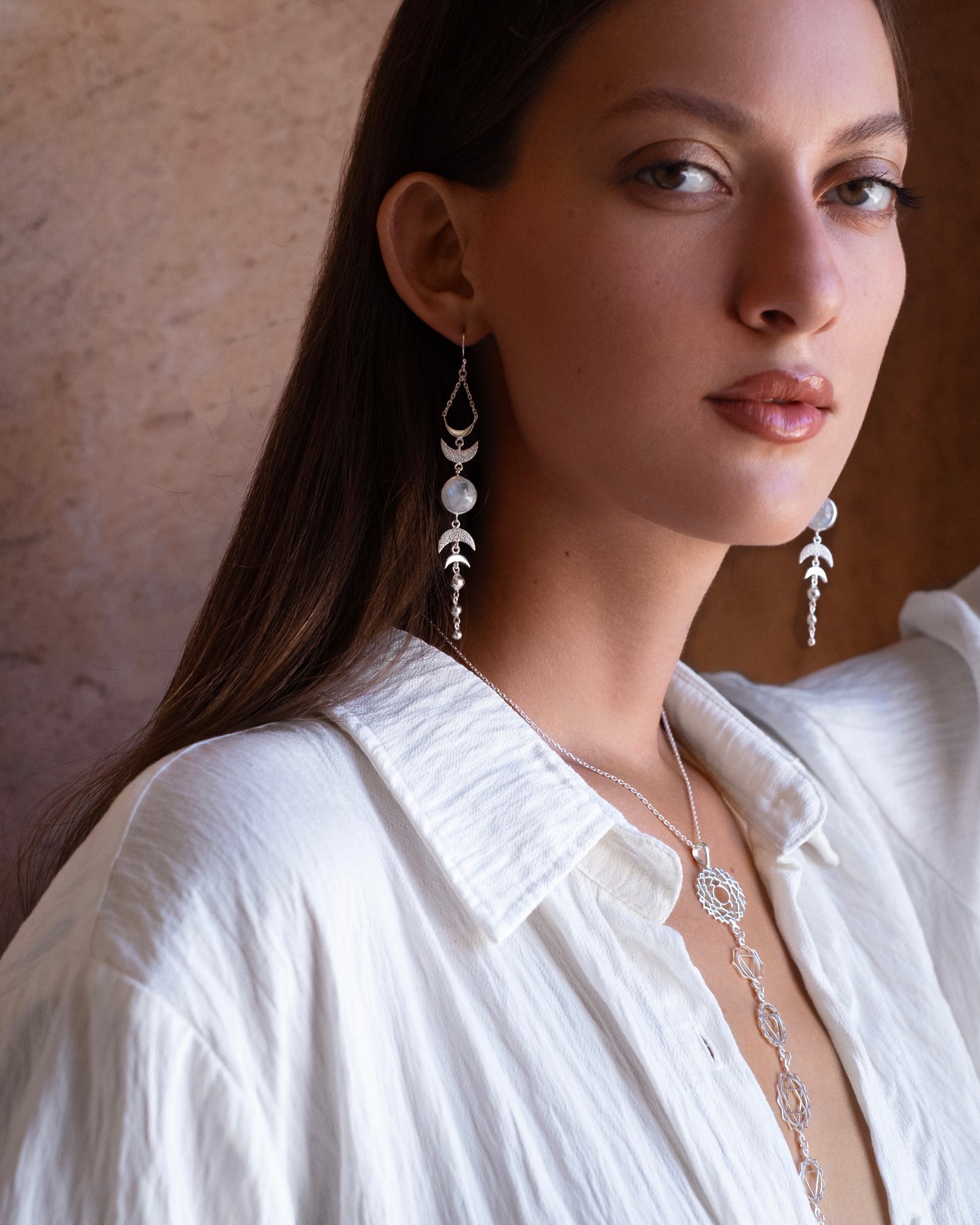 Earrings Moon Phases Moonstone