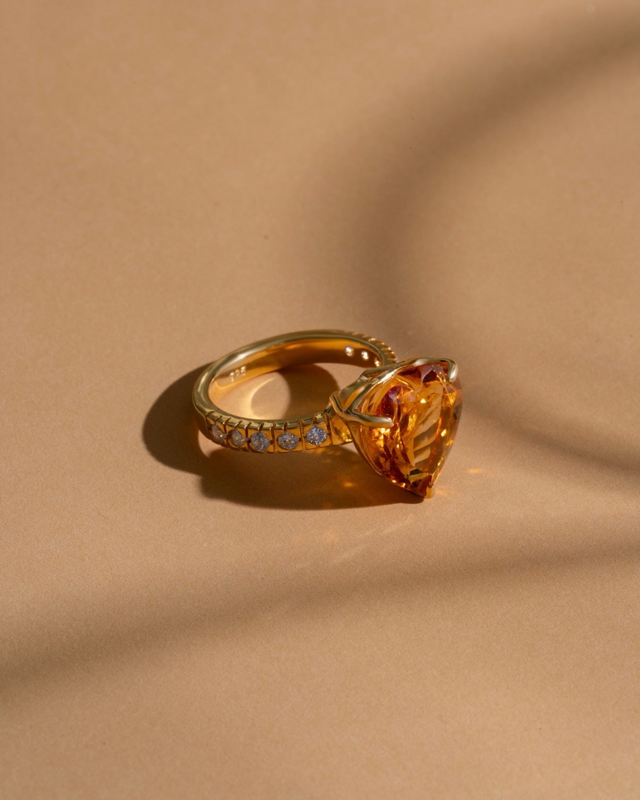 Ring Princess with Citrine Gold plated