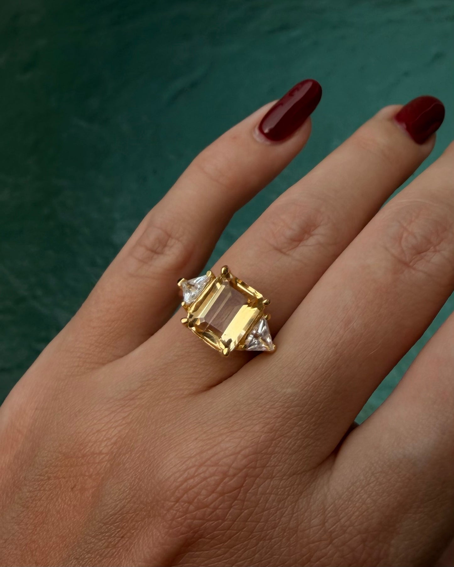 Ring Elegance with Citrine Gold Plated