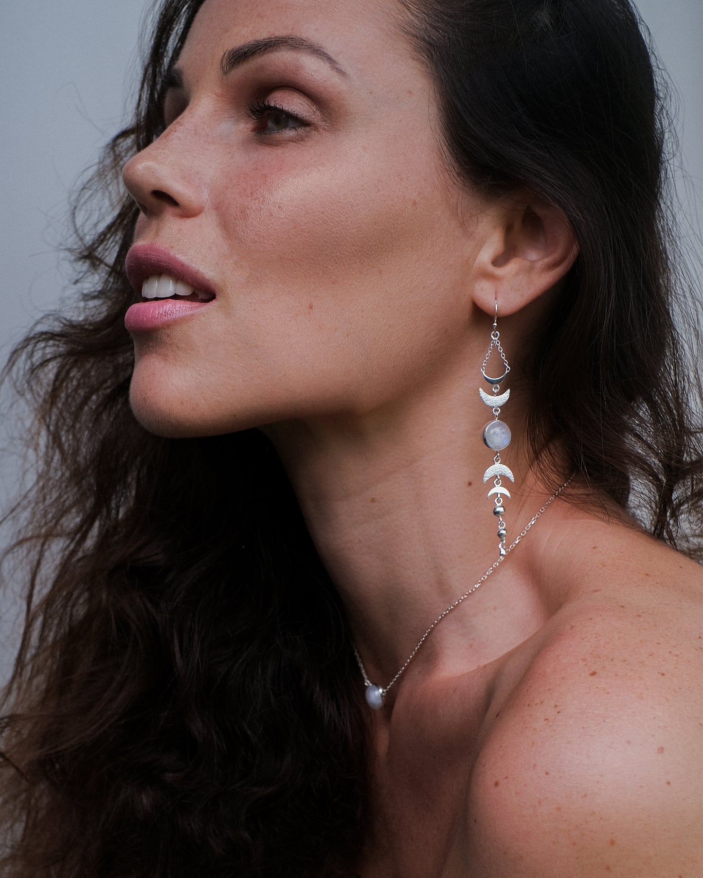 Earrings Moon Phases Moonstone