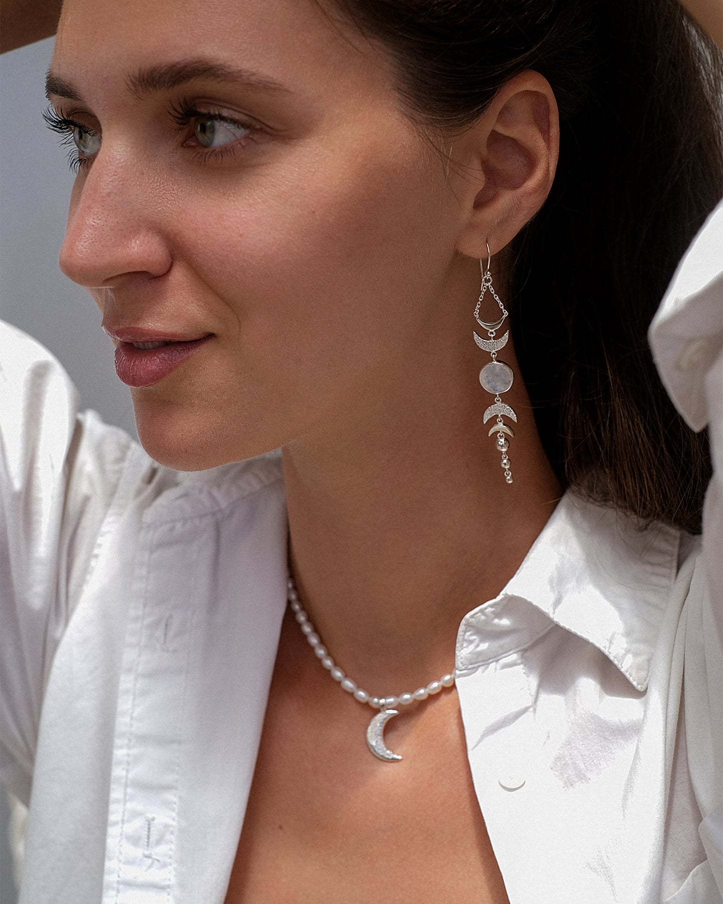Earrings Moon Phases Moonstone