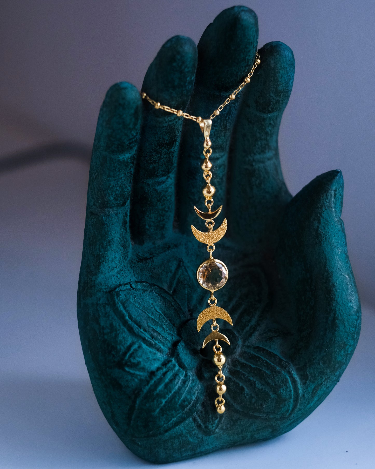 Necklace Moon Phases with Citrine Gold Plated