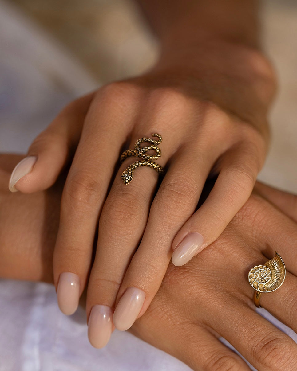 Ring kundalini snake gold plated