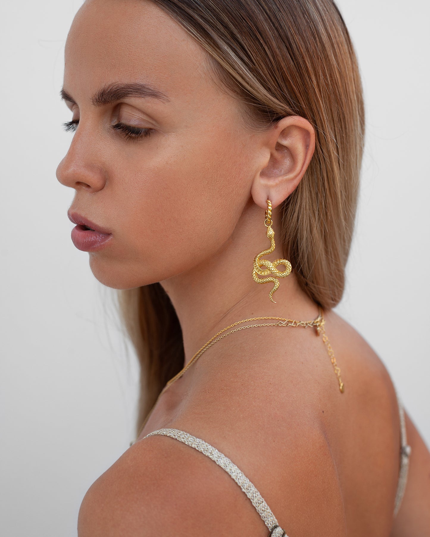 Earrings Kundalini Snakes gold plated