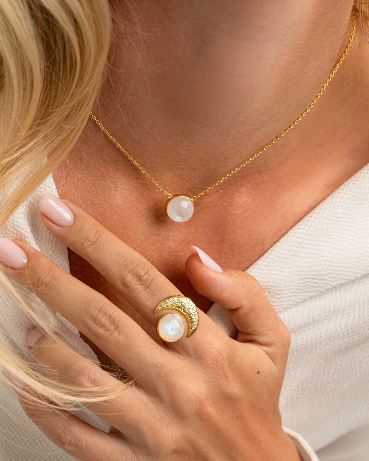 Necklace moonstone gold plated