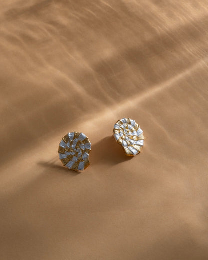 Striped Nautilus Earrings, handcrafted jewelry by Celestera in Bali