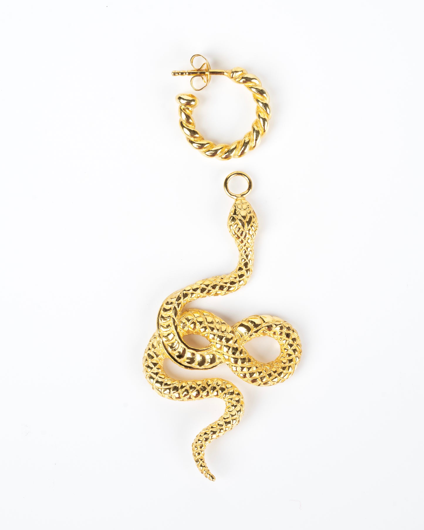 Earrings Kundalini Snakes gold plated