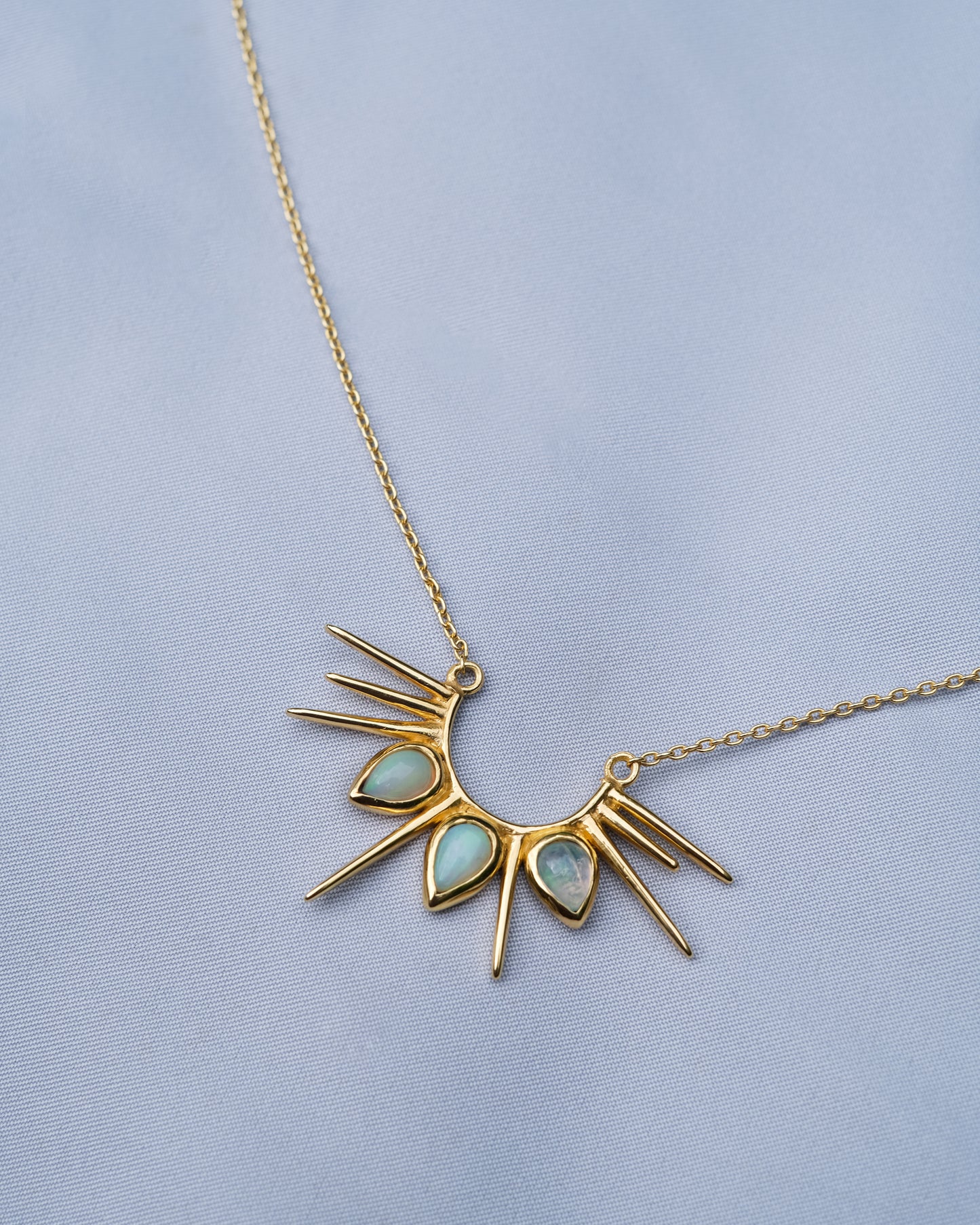 Necklace Half Sun with Opals Gold Plated