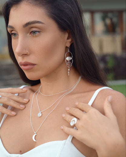 Light Circle Moonstone Earrings
