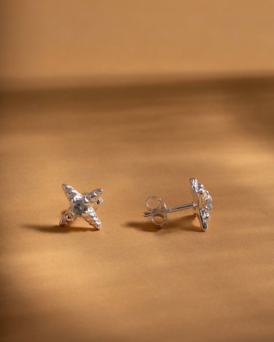 Earrings guiding star blue topaz