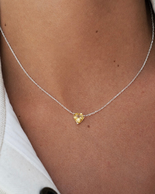 Necklace heart citrine silver