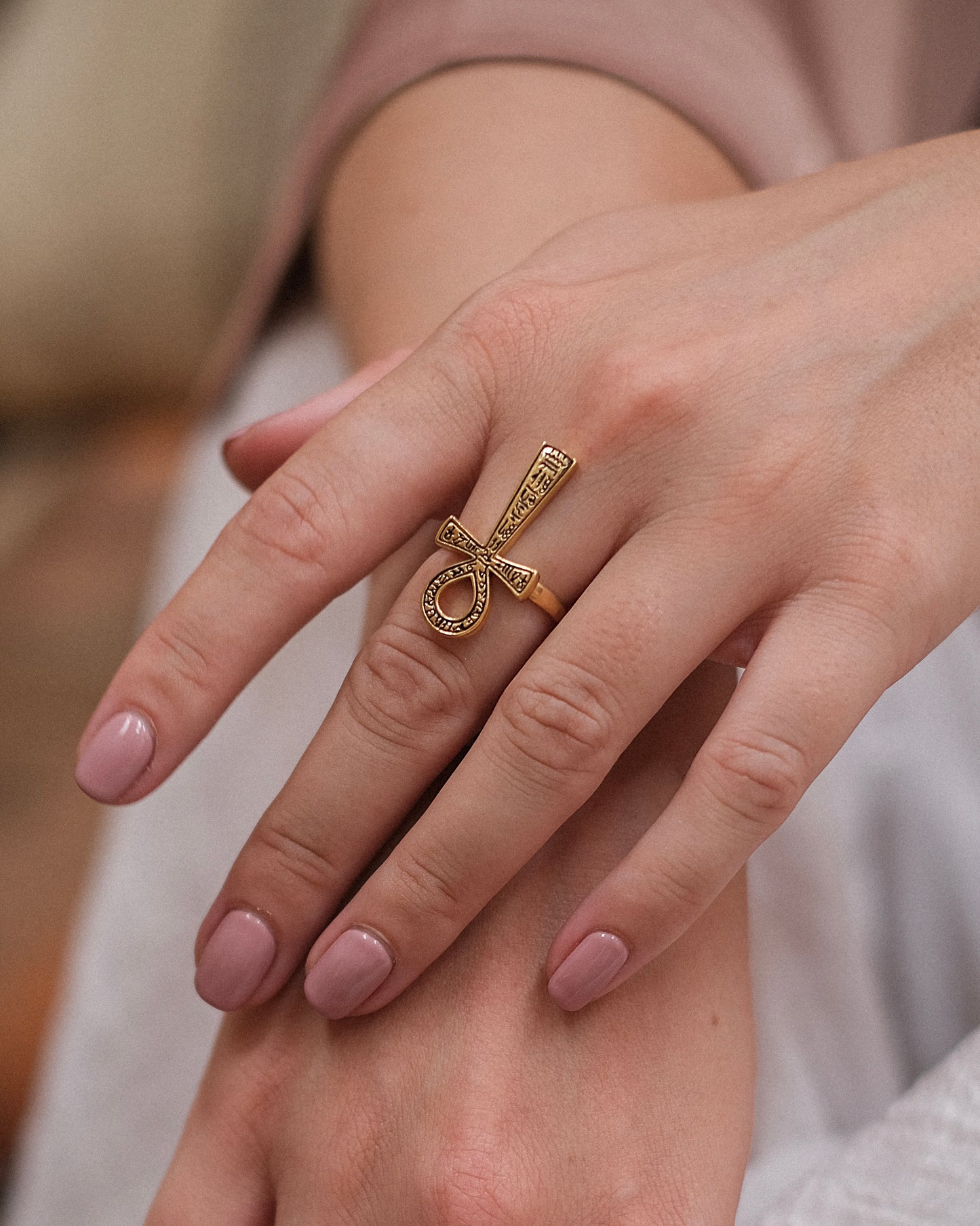 Ring with Ankh gold plated