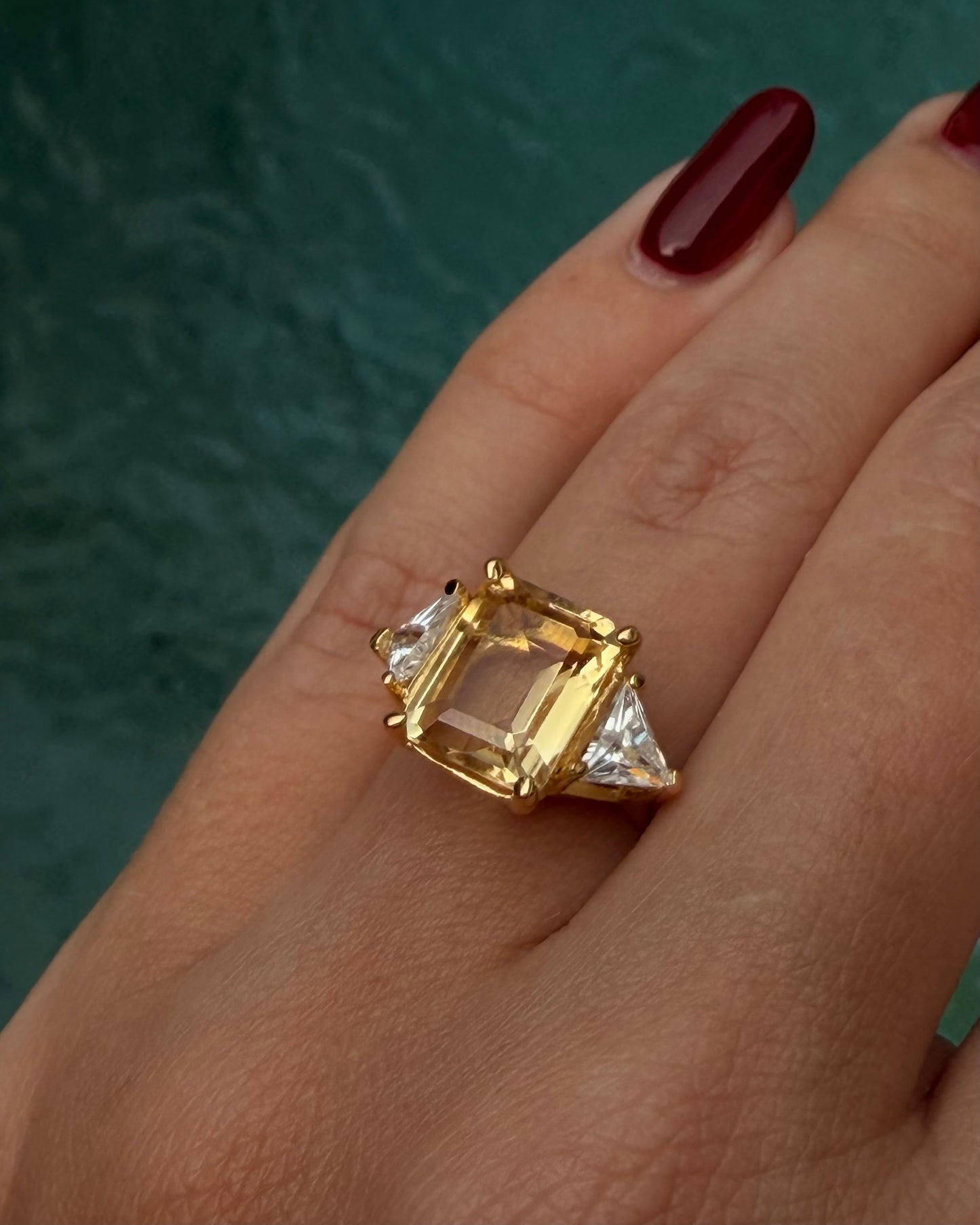 Ring Elegance with Citrine Gold Plated