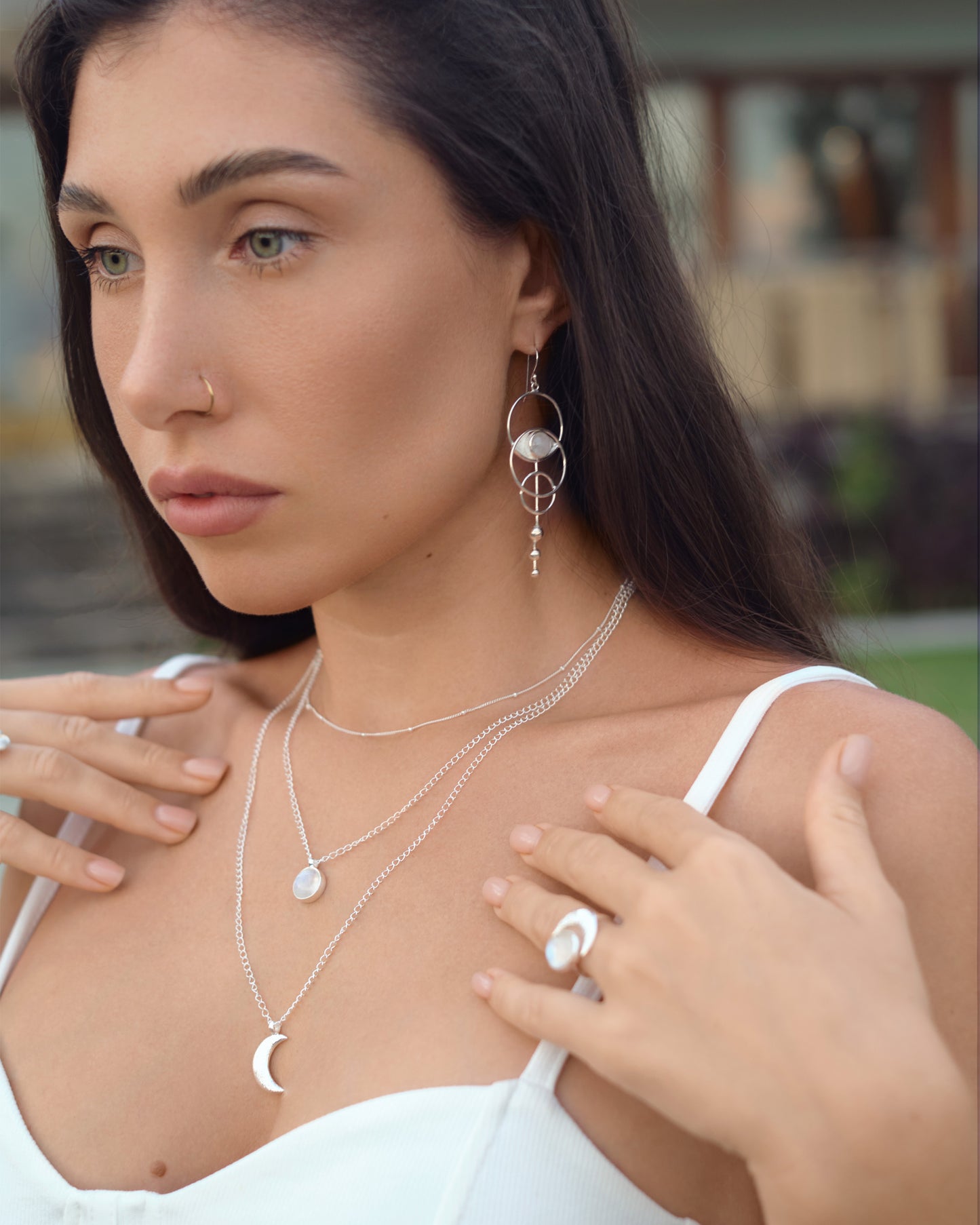 Necklace Crescent with Moonstone