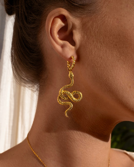 Earrings Kundalini Snakes gold plated