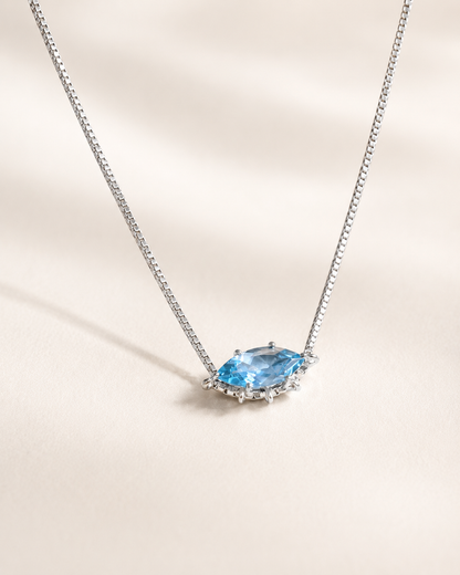 Marquise Blue Topaz Necklace