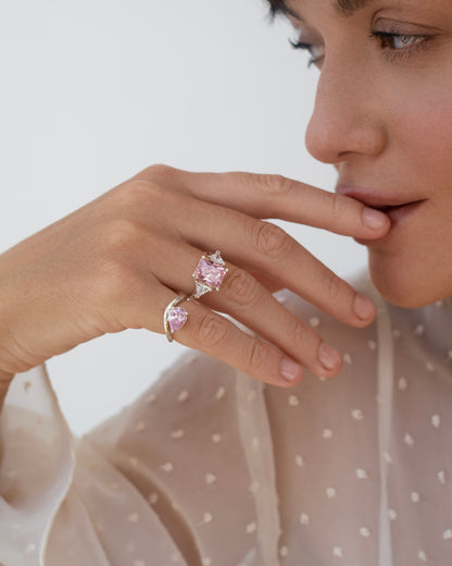 Ring Elegance with Pink Zircone Silver