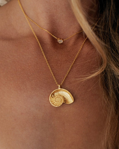 Necklace Nautilus Gold Plated, handcrafted jewelry by Celestera in Bali
