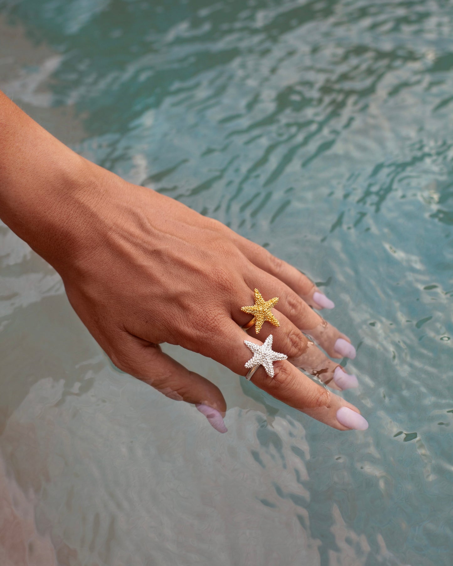 Ring sea star silver