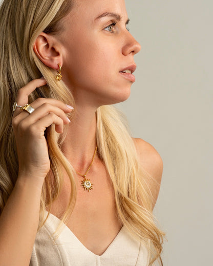 Earrings Hoops with Hearts Citrine Gold
