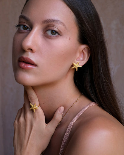 Sea Star Earrings Gold Plated