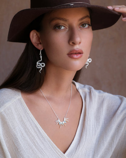 Half Sun Opal Necklace Silver