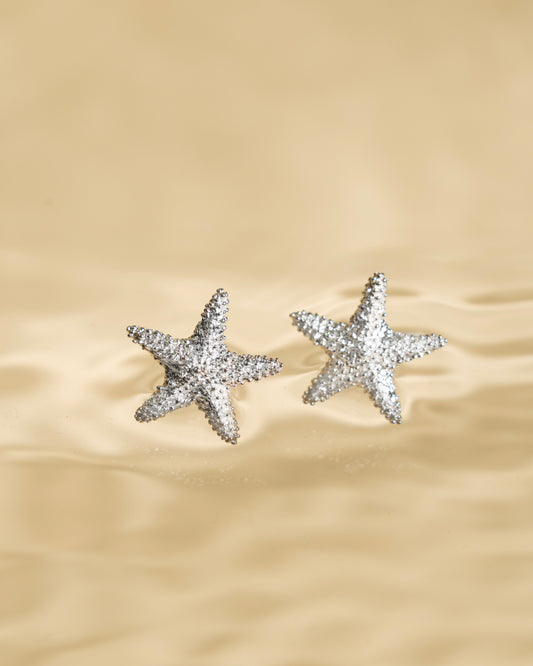 Stud earrings sea stars silver