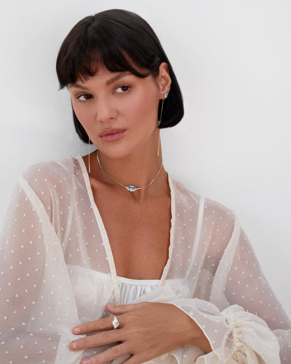 Marquise Blue Topaz Necklace