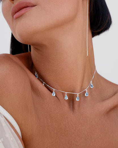 Seven Blue Topaz Necklace, handcrafted jewelry by Celestera in Bali
