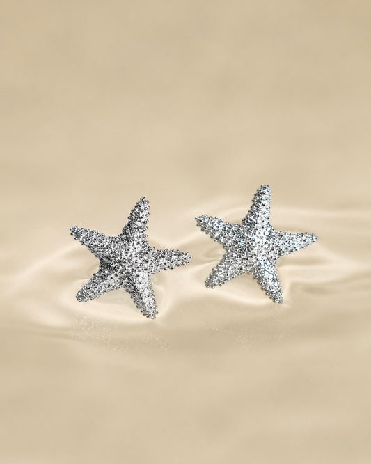 Earrings sea stars silver