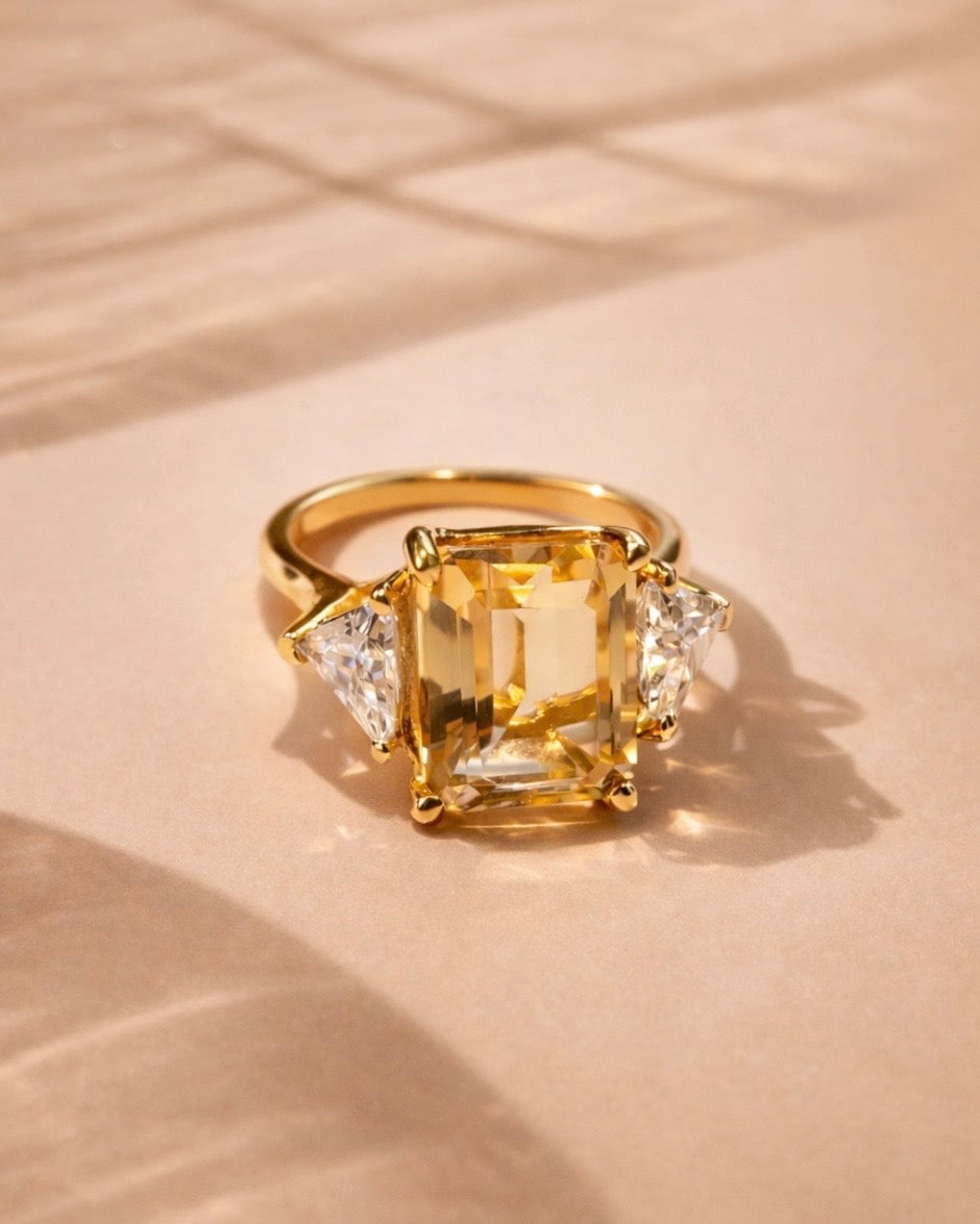 Ring Elegance with Citrine Gold Plated