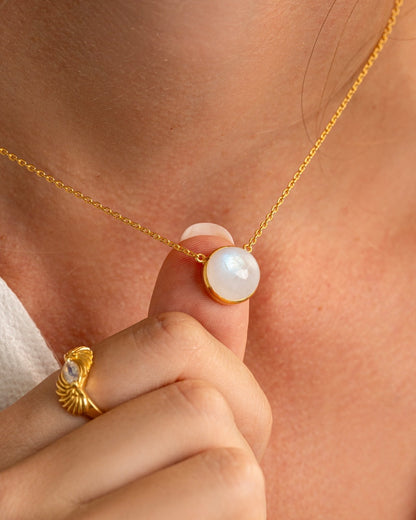Necklace moonstone gold plated