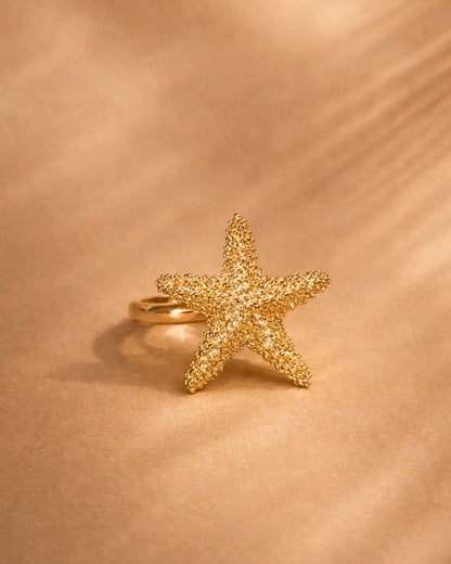 Ring Sea Star gold plated, handcrafted jewelry by Celestera in Bali