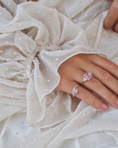 Pink Zircon Pear Ring Silver