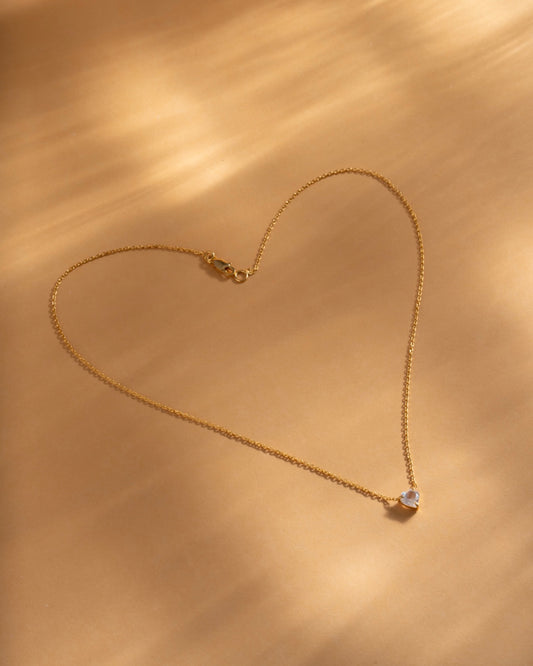 Necklace heart moonstone gold plated
