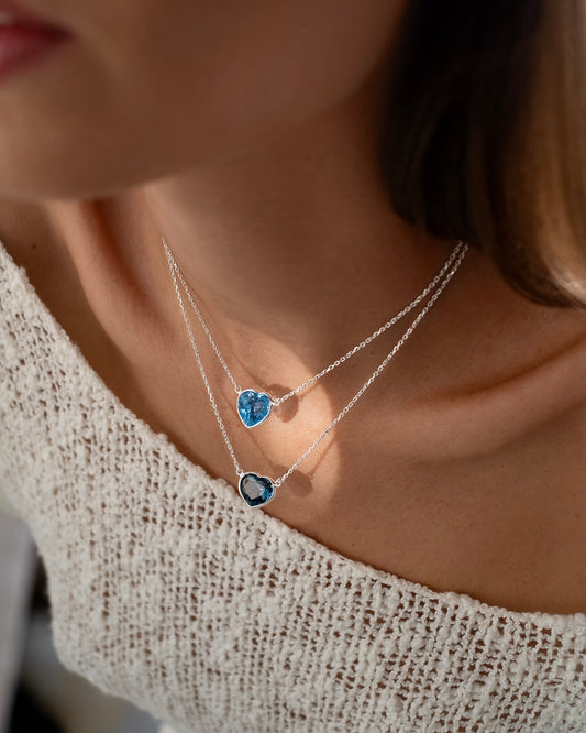 Necklace with topaz heart