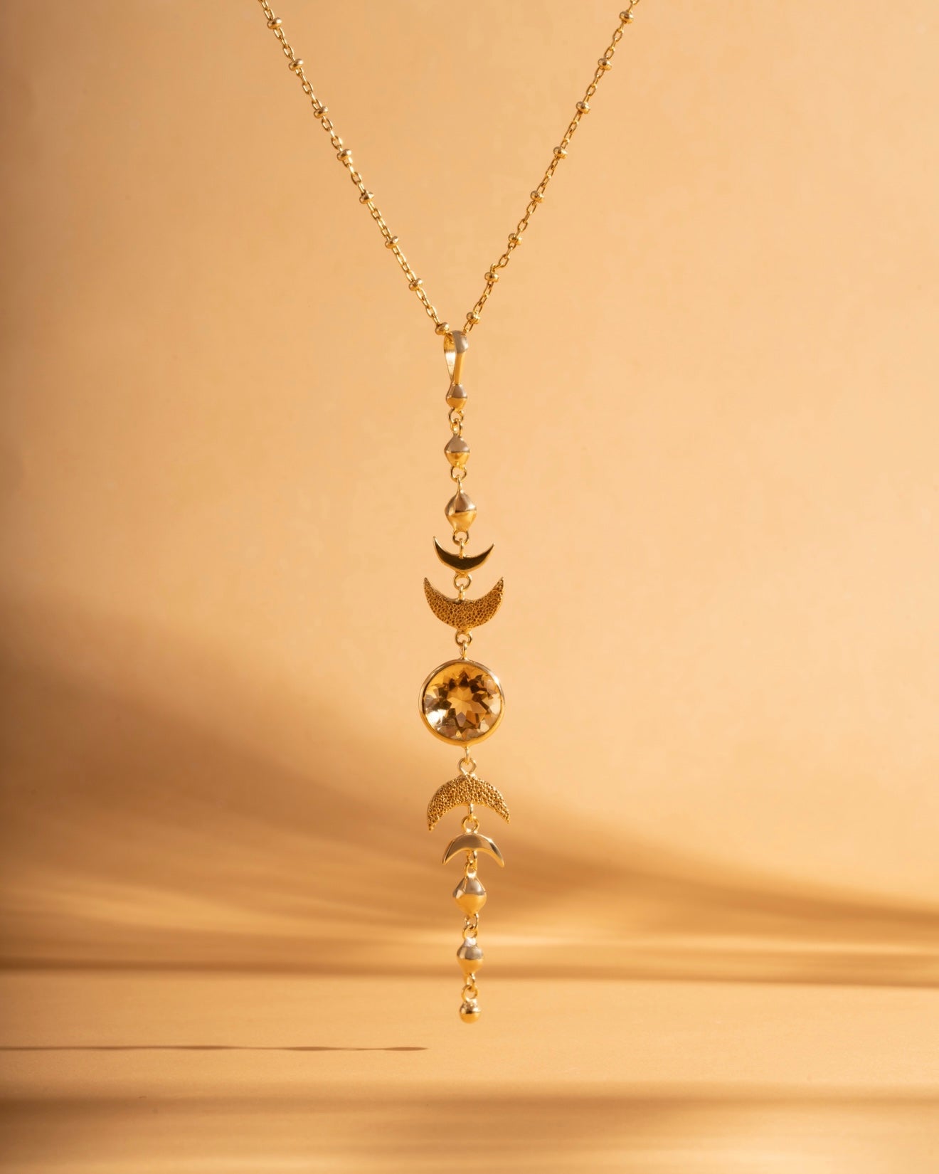 Necklace Moon Phases with Citrine Gold Plated