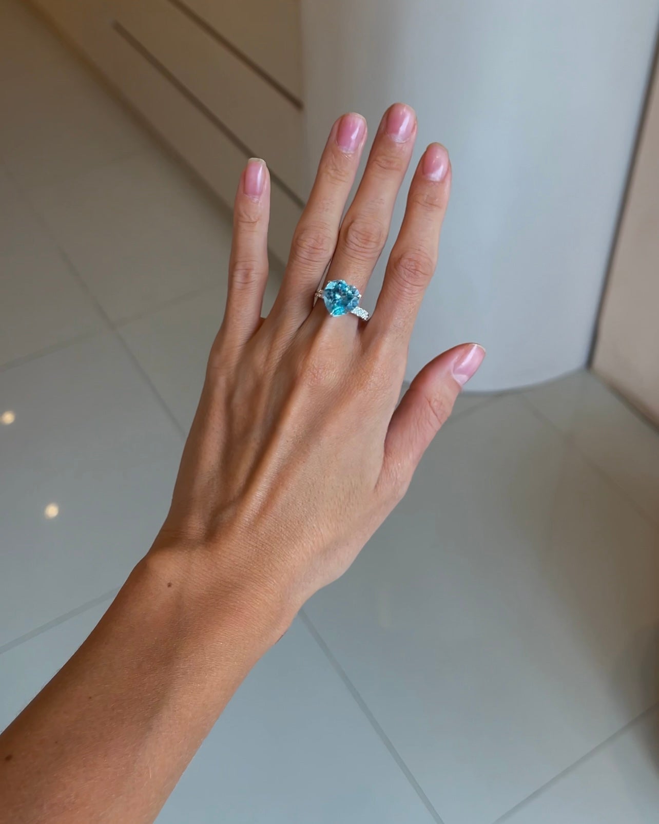 Ring Princess with Swiss blue topaz