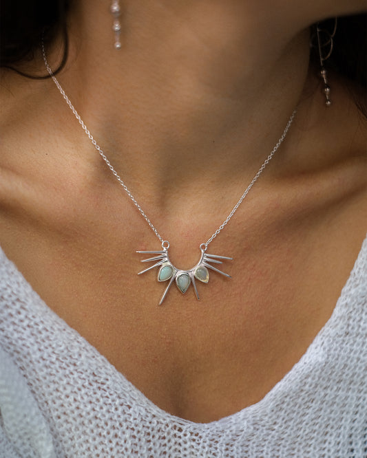 Necklace Half Sun with Opals silver 925