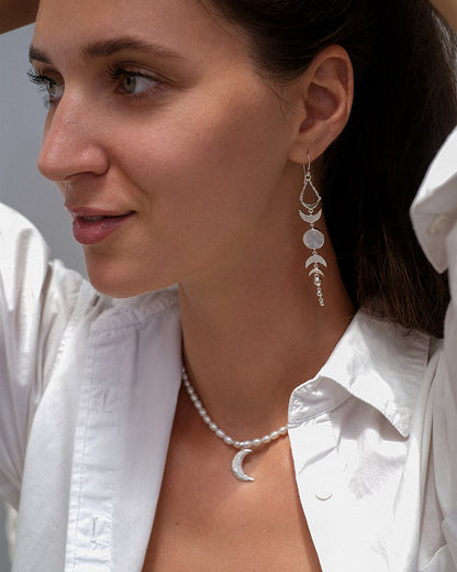 Earrings Moon Phases Moonstone