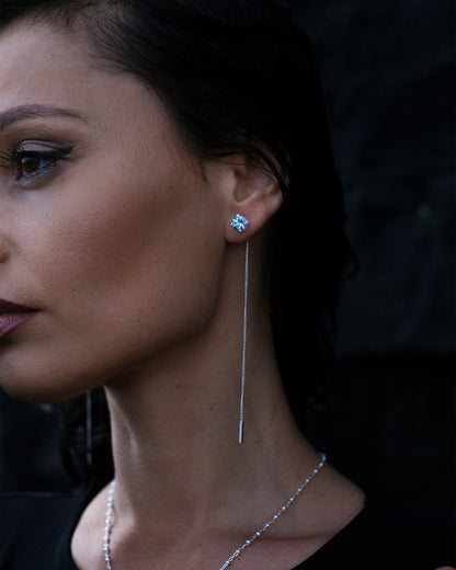 Blue Topaz Chain Earrings