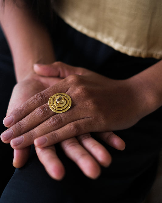 Ring Infinity with Citrine Gold Plated