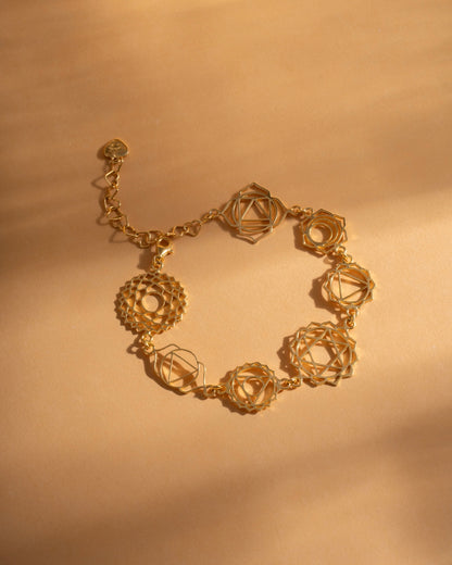 Bracelet Chakras Gold Plated, handcrafted jewelry by Celestera in Bali