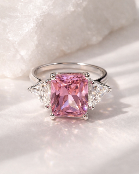 Ring Elegance with Pink Zircone Silver
