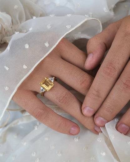 Ring Elegance with Citrine Gold Plated, handcrafted jewelry by Celestera in Bali