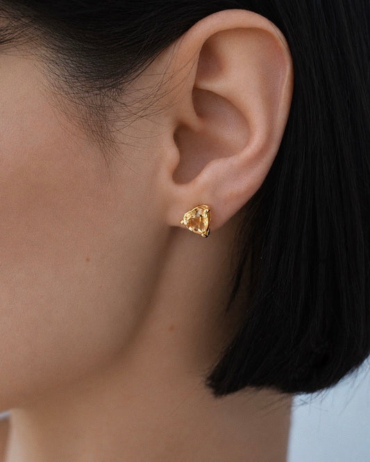 Earrings Hearts with Citrine gold plated