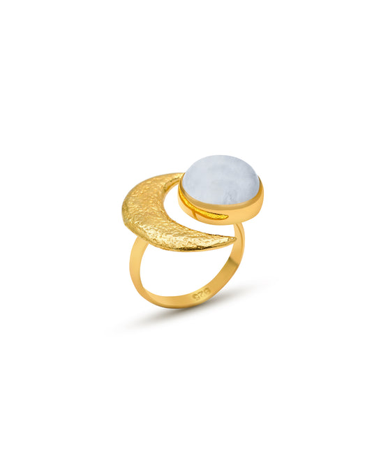 Ring Crescent with Moonstone Gold Plated