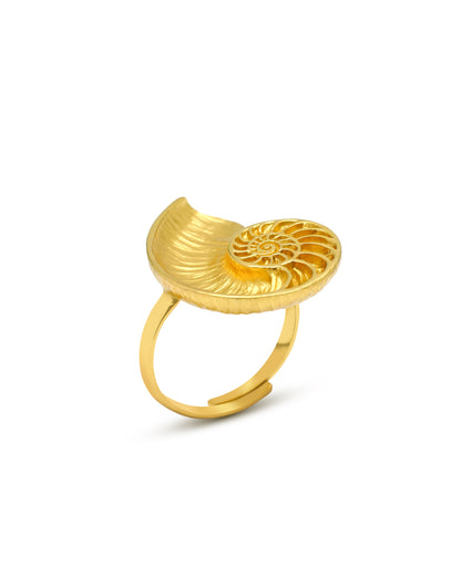 Ring Nautilus Gold Plated, handcrafted jewelry by Celestera in Bali